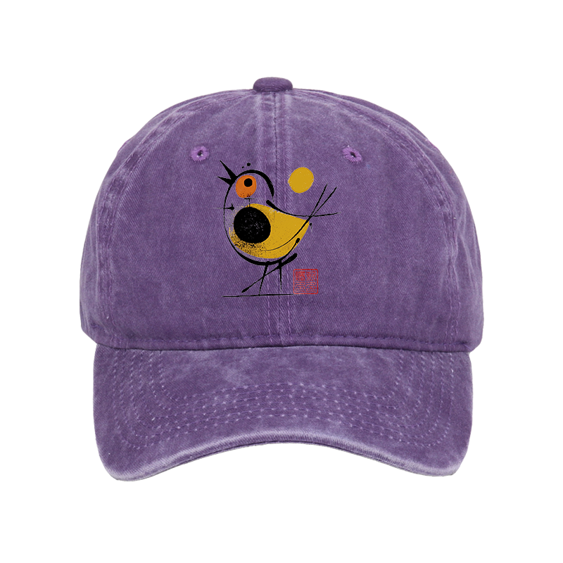 Tokyo-Tiger Aesthetic Yellow And Black Bird Washed Cap
