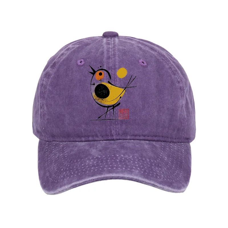 Tokyo-Tiger Aesthetic Yellow And Black Bird Washed Cap