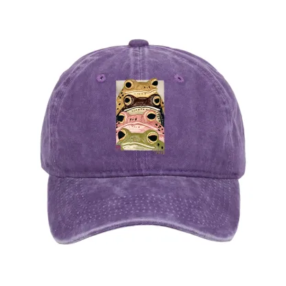 Tokyo-Tiger Whimsical Multi Colored Frog Art Washed Cap