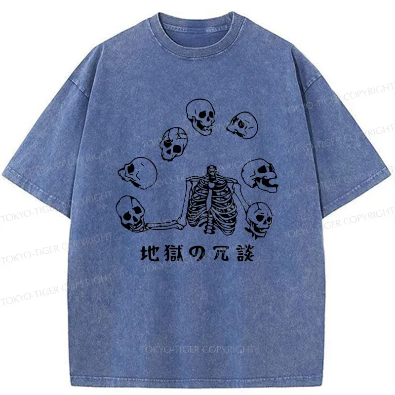Tokyo-Tiger Skeleton Performing Acrobatics Washed T-Shirt