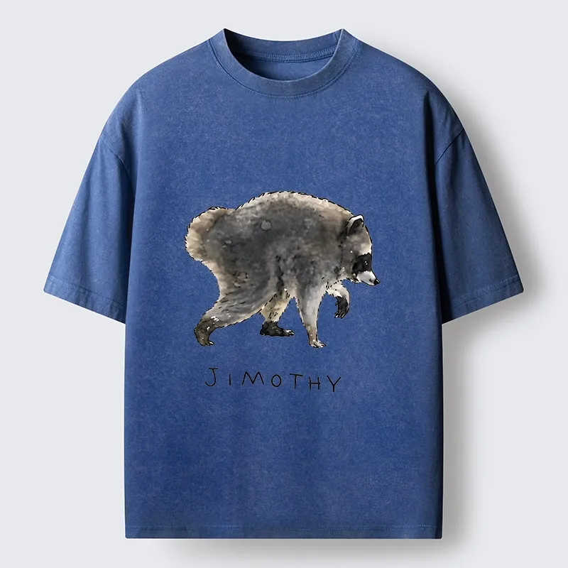 Tokyo-Tiger Jimothy Raccoon Art Washed T-Shirt