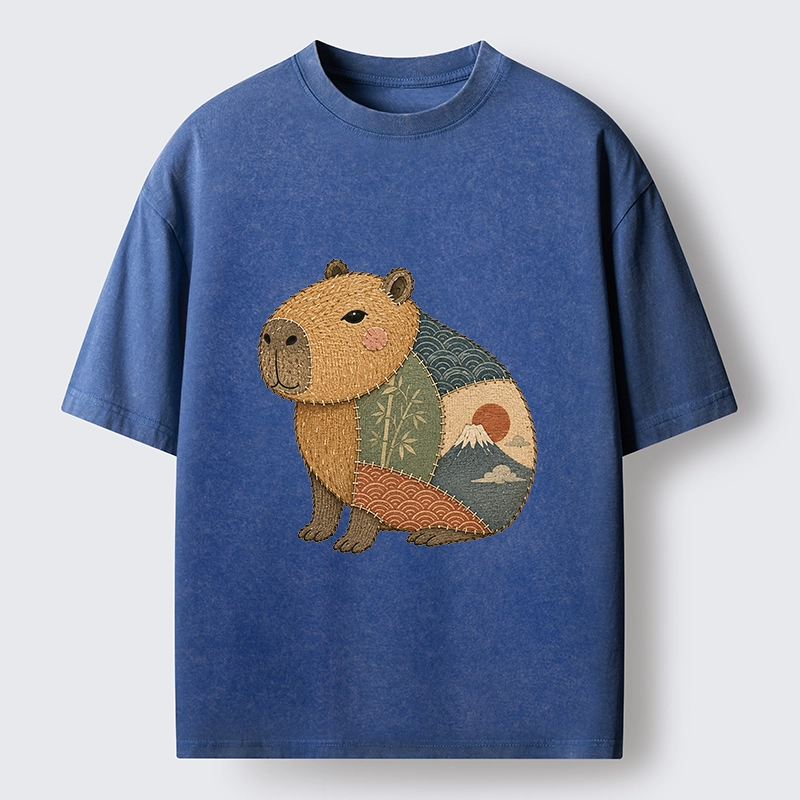 Tokyo-Tiger Patchwork Capybara Washed T-Shirt