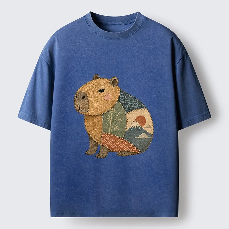 Tokyo-Tiger Patchwork Capybara Washed T-Shirt