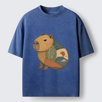 Tokyo-Tiger Patchwork Capybara Washed T-Shirt