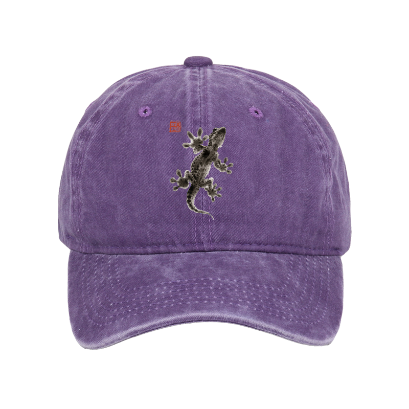 Tokyo-Tiger Minimal Asian Ink Brush Gecko Vibe Washed Cap
