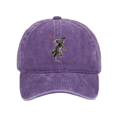 Tokyo-Tiger Minimal Asian Ink Brush Gecko Vibe Washed Cap