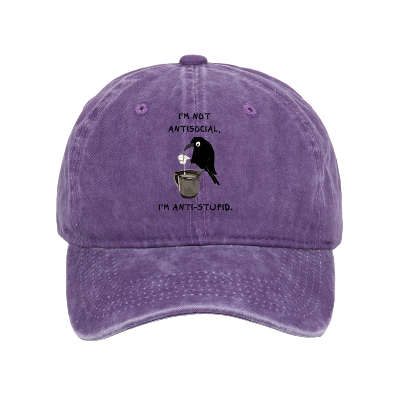 Tokyo-Tiger Cool Crow Sips Calm Coffee Alone Washed Cap