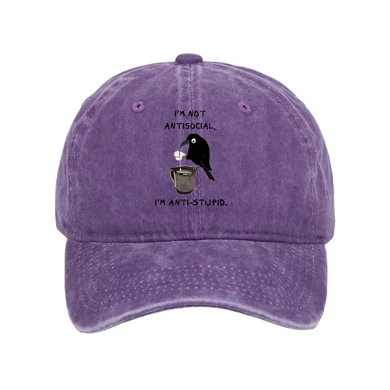 Tokyo-Tiger Cool Crow Sips Calm Coffee Alone Washed Cap