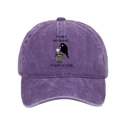 Tokyo-Tiger Cool Crow Sips Calm Coffee Alone Washed Cap