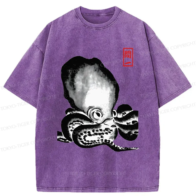 Tokyo-Tiger Retro Octopus Washed T-Shirt
