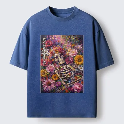 Tokyo-Tiger Bloom And Bones Washed T-Shirt