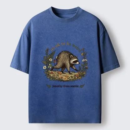 Tokyo-Tiger Funny Jimothy Raccoon Washed T-Shirt