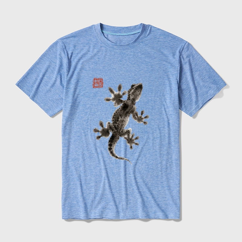 Tokyo-Tiger Minimal Asian Ink Brush Gecko Vibe Cotton Blend T-Shirt