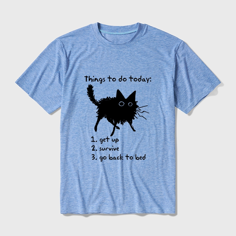 Tokyo-Tiger Lazy Cat Survive Day Funny Meme Cotton Blend T-Shirt