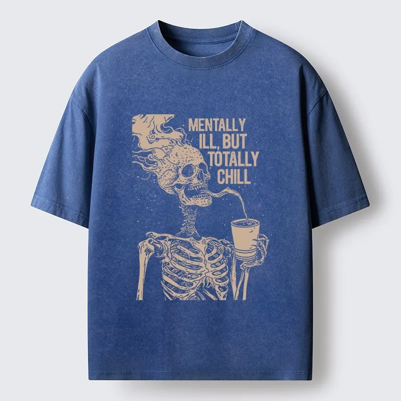 Tokyo‑Tiger Funny Skeleton Chill Washed T‑Shirt