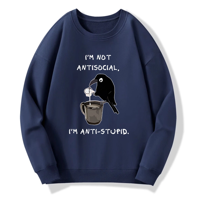 Tokyo-Tiger Cool Crow Sips Calm Coffee Alone Classic Sweatshirt