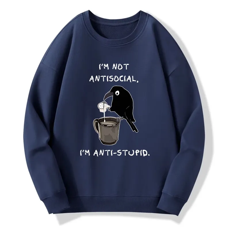 Tokyo-Tiger Cool Crow Sips Calm Coffee Alone Classic Sweatshirt