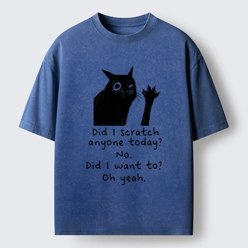 Tokyo‑Tiger Black Cat Scratches People Washed T-Shirt