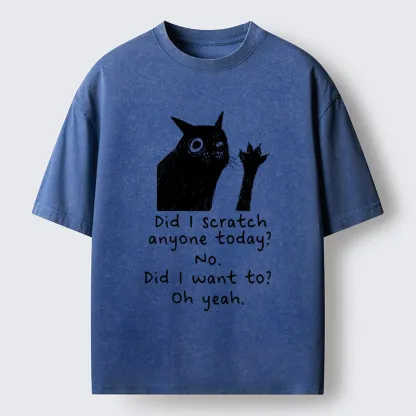 Tokyo‑Tiger Black Cat Scratches People Washed T-Shirt