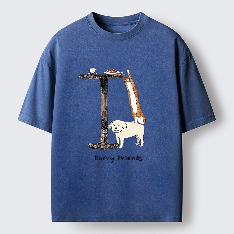 Tokyo-Tiger Dog Cat Snack Mission Art Washed T-Shirt