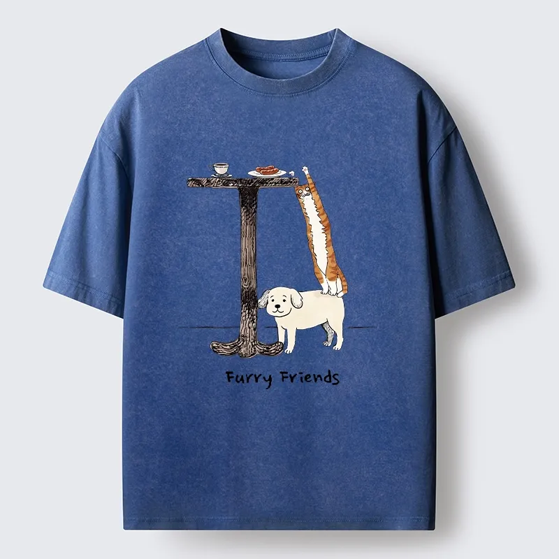 Tokyo-Tiger Dog Cat Snack Mission Art Washed T-Shirt