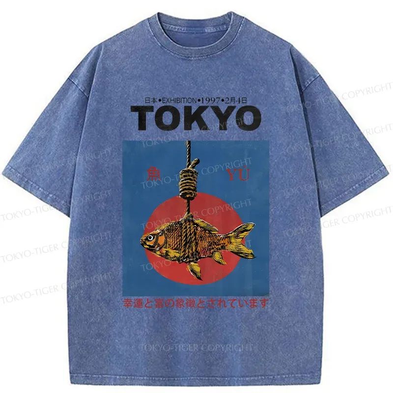 Tokyo-Tiger Retro Tokyo Fish Washed T-Shirt