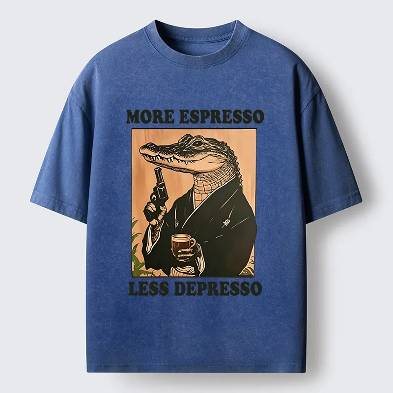 Tokyo-Tiger Coffee Mood Crocodile Washed T-Shirt