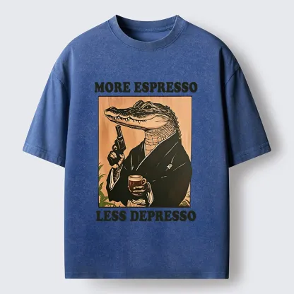Tokyo-Tiger Coffee Mood Crocodile Washed T-Shirt