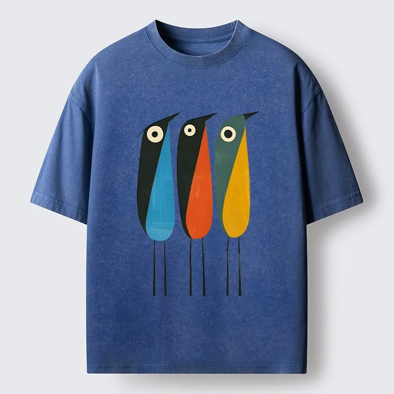 Tokyo‑Tiger Bold Shape Birds Washed T‑Shirt