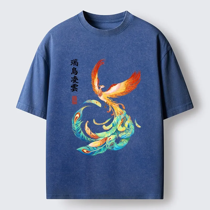 Tokyo‑Tiger Lucky Phoenix Art Washed T‑Shirt