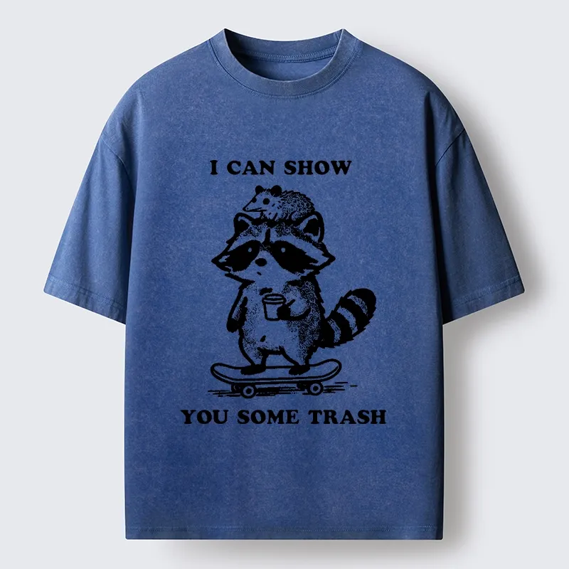 Tokyo‑Tiger Funny Trash Crew Washed T‑Shirt