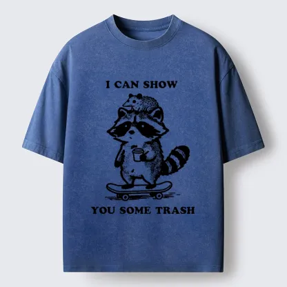 Tokyo‑Tiger Funny Trash Crew Washed T‑Shirt