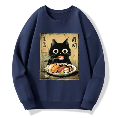 Tokyo-Tiger Vintage Japanese Sushi Cat Classic Sweatshirt