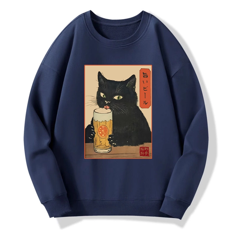Tokyo-Tiger Cat Holding A Glass Of Beer Classic Sweatshirt