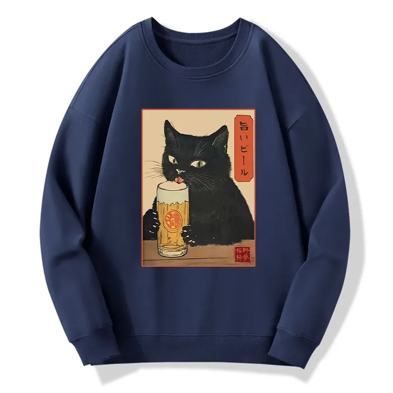 Tokyo-Tiger Cat Holding A Glass Of Beer Classic Sweatshirt