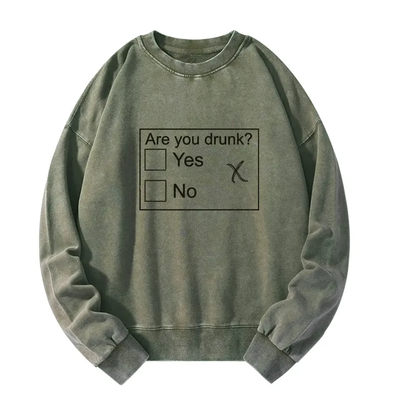 Tokyo-Tiger Confused Drunk Checkbox Graphic Washed Sweatshirt