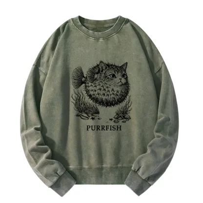 Tokyo-Tiger Spiky Puffer With Cute Cat Head Washed Sweatshirt