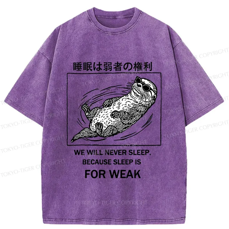 Tokyo-Tiger Sleep Is For Weak Washed T-Shirt