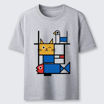 Tokyo-Tiger Retro Geometric Kitty Classic T-Shirt