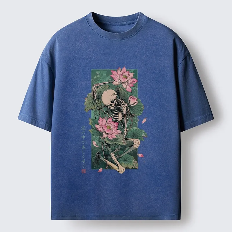 Tokyo-Tiger Death And Lotus Washed T-Shirt