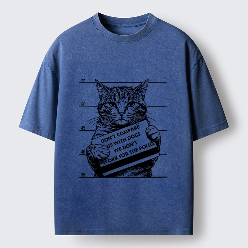 Tokyo-Tiger Funny Cat Vs Dog Joke Washed T-Shirt