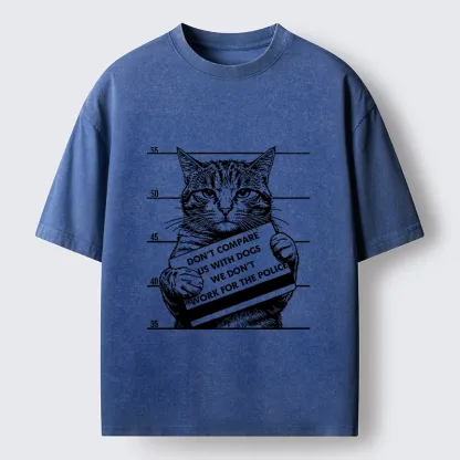 Tokyo-Tiger Funny Cat Vs Dog Joke Washed T-Shirt