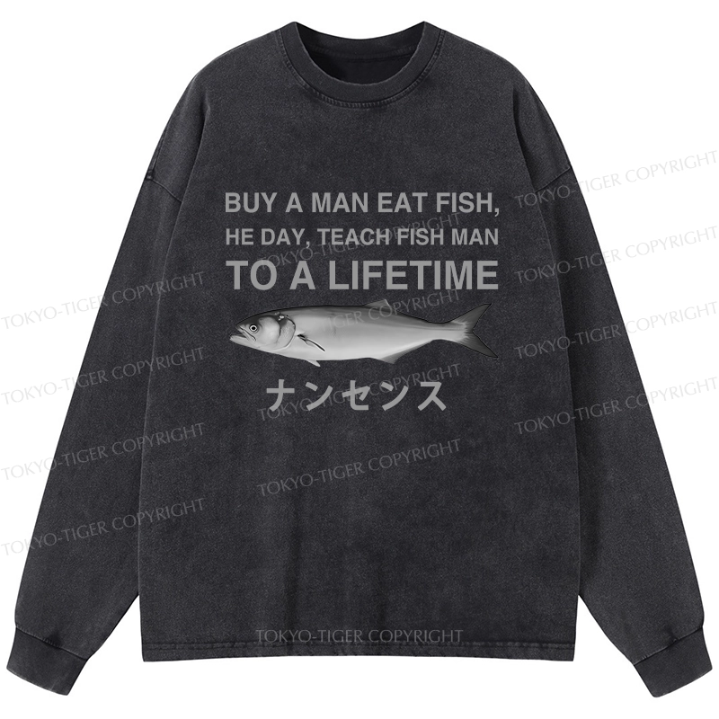 Tokyo-Tiger Funny To A Lifetime Washed Long Sleeve T-Shirt