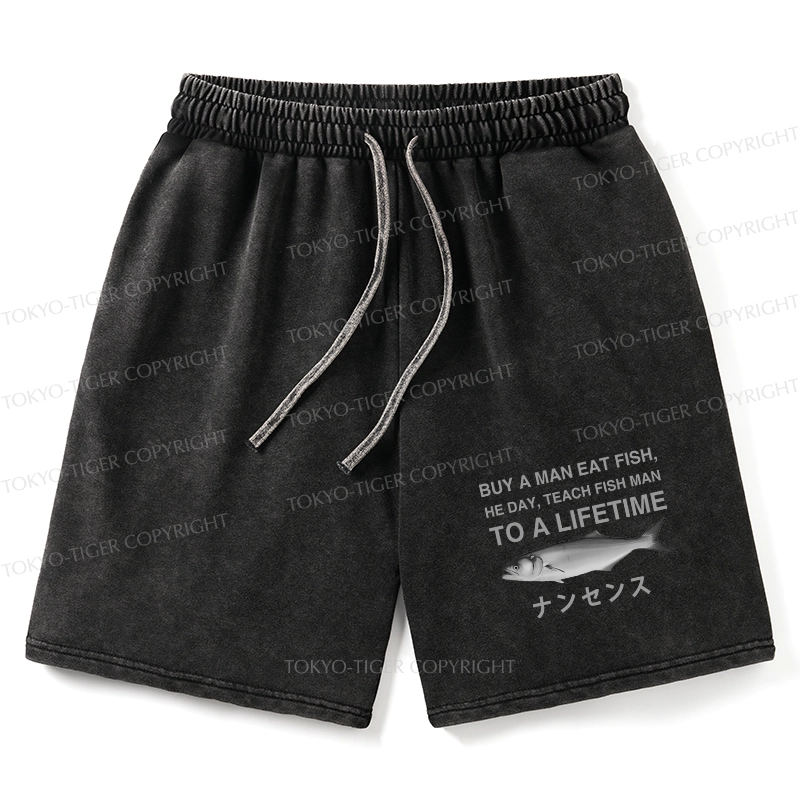 Tokyo-Tiger Funny To A Lifetime Washed Shorts