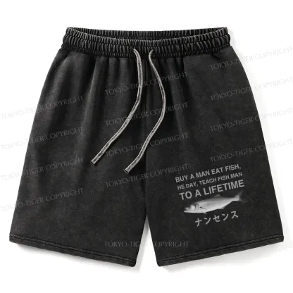 Tokyo-Tiger Funny To A Lifetime Washed Shorts
