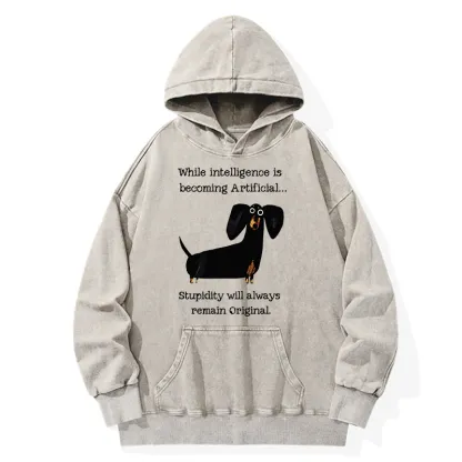 Tokyo-Tiger Dachshund Real Humor Funny Meme Washed Hoodie