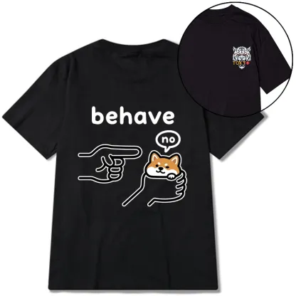 Tokyo-Tiger Funny Shiba Refusing To Behave Front Back Classic T-Shirt