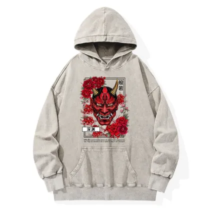 Tokyo-Tiger Cool Oni Floral Art Washed Hoodie