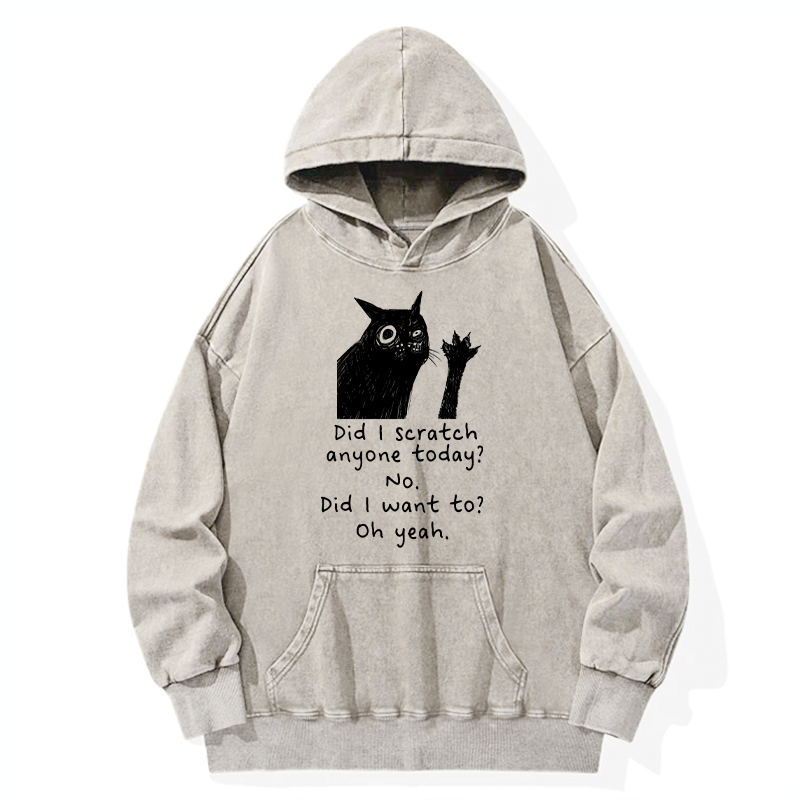 Tokyo-Tiger Black Cat Scratches People Washed Hoodie