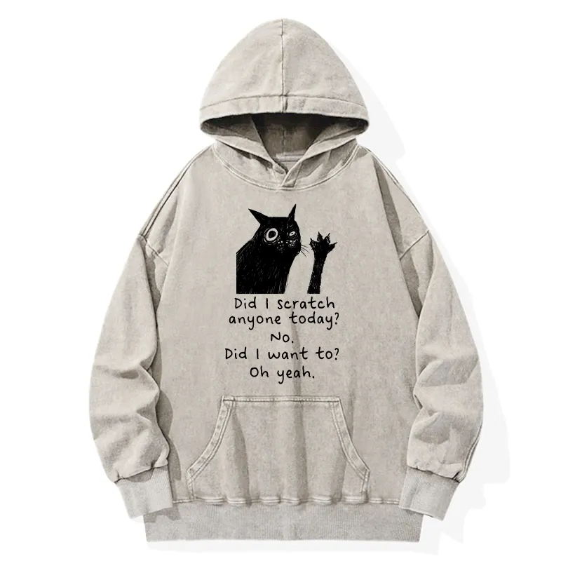 Tokyo-Tiger Black Cat Scratches People Washed Hoodie Sale
